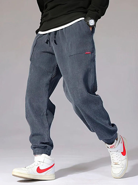 Autumn Winter Warm Motorcycle Jogger Corduroy Pants Men Tech Fleece Sweatpants Casual Harem Pants Male Sport Thermal Trousers - Chrissy's Eye