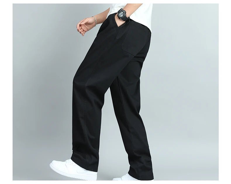 Big Size Mens Casual Pants Relaxed Fit Cotton Trousers Elastic Waist Drawstring Sweatpants Mens Jogger Pants Summer Spring - Chrissy's Eye