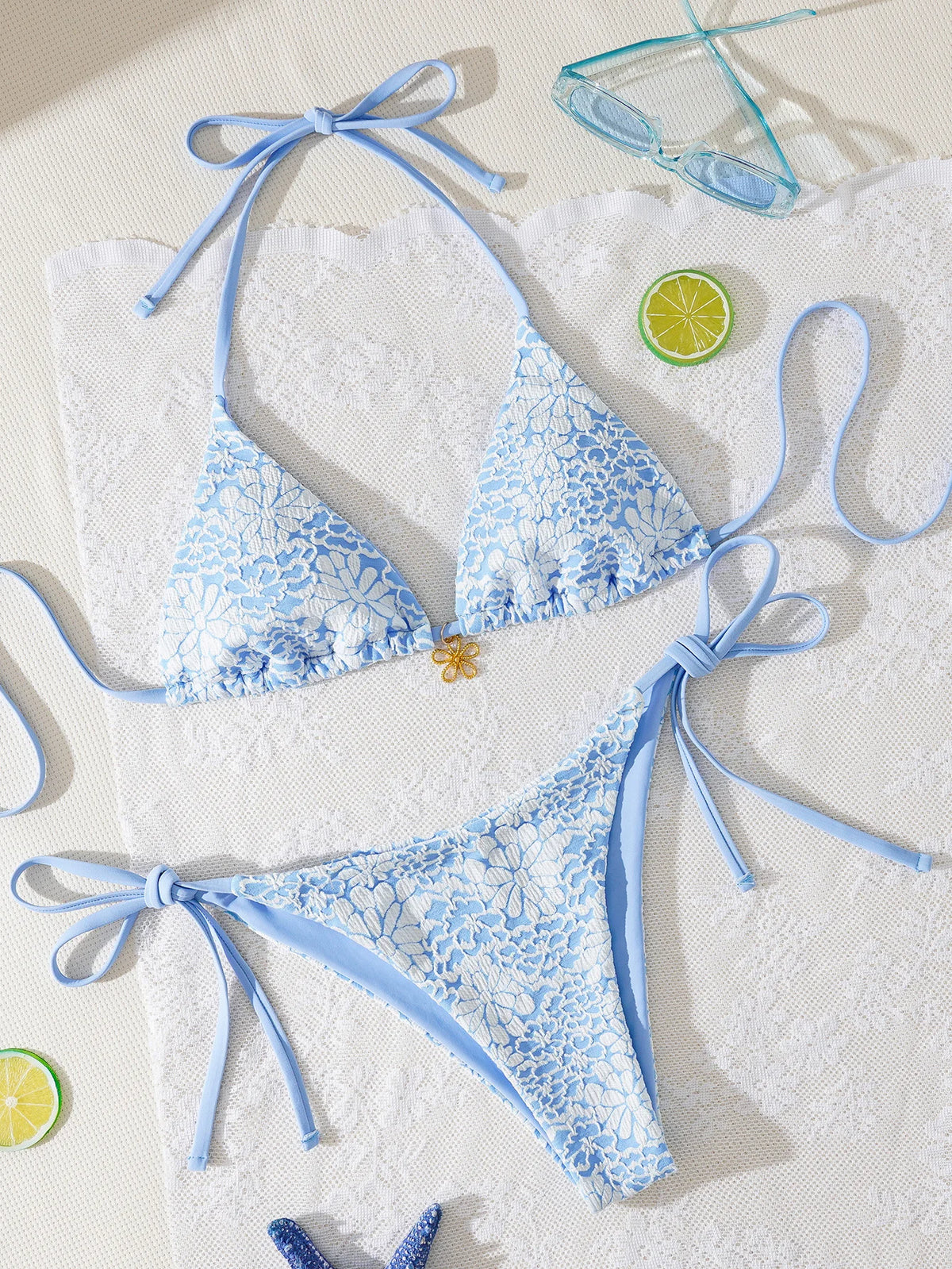 "2026 New Triangle Bikini Set - Floral Print Push Up Swimsuit & Brazilian Bottoms" - Chrissy's Eye