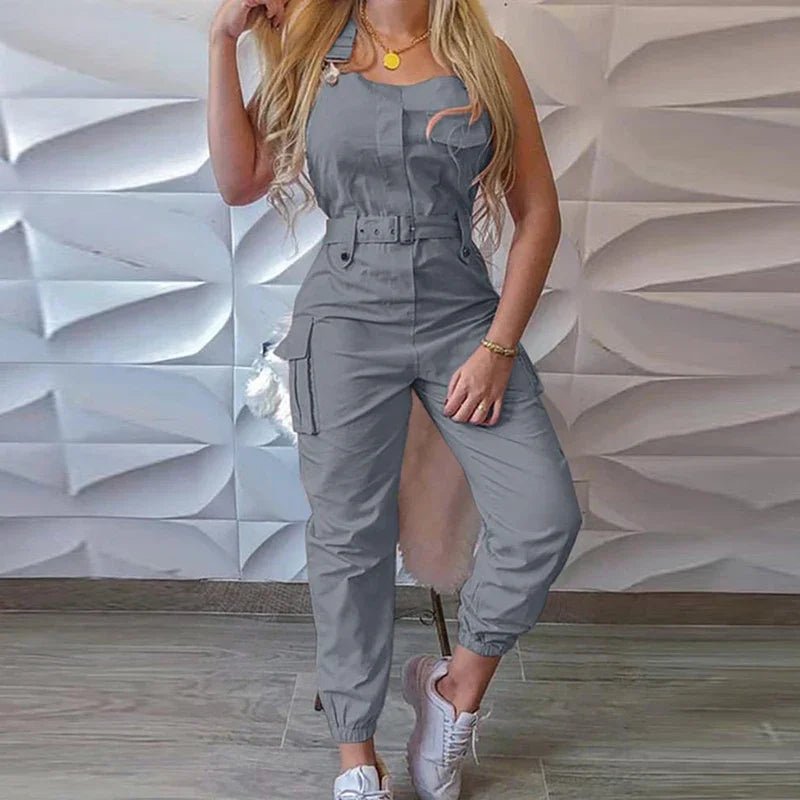 Fashion Strap Jumpsuit Women Loose Dungarees Long Rompers Summer Solid Pockets Cargo Pants Female Casual Work Out Playsuits - Chrissy's Eye