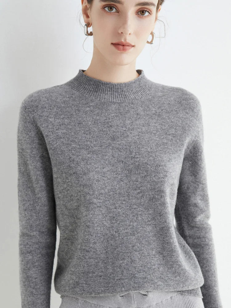 Solid Mock-neck Pullover Sweater For Women Casual Knit sweater - Chrissy's Eye