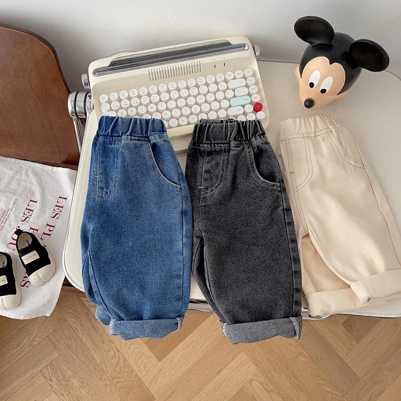 Spring Autumn New Baby Pants Casual Denim 9M-5T Kids Boys Straight Jeans Soft Toddler Girls Fashion Trousers 3 Colors - Chrissy's Eye