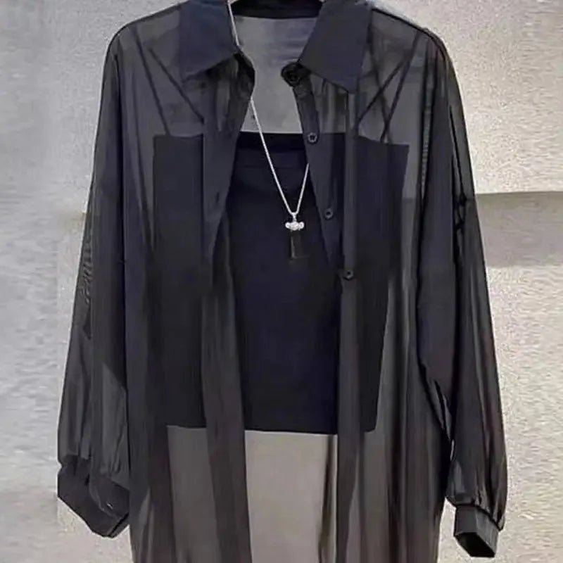 New Women's Shirt | Lightweight Breathable, Solid Color, Straight Button Placket, Lapel, Long-Sleeve, Outerwear & Sun-Protective - Chrissy's Eye