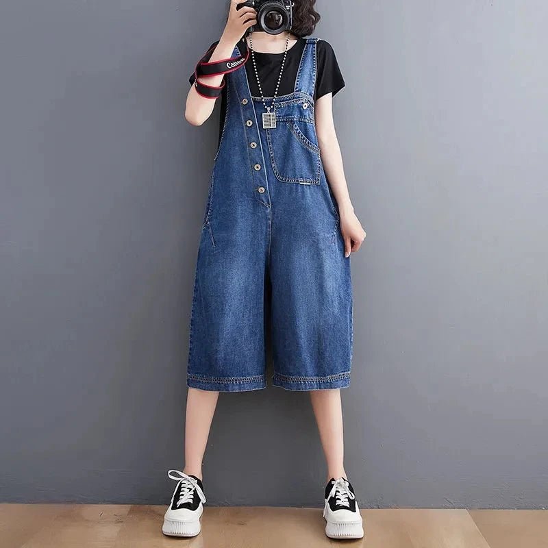 Women's Denim Pants 2025 Spring Summer Solid Color Korean Version Ladies Backstraps Pants Fashion Appear Thin Lady Trousers - Chrissy's Eye