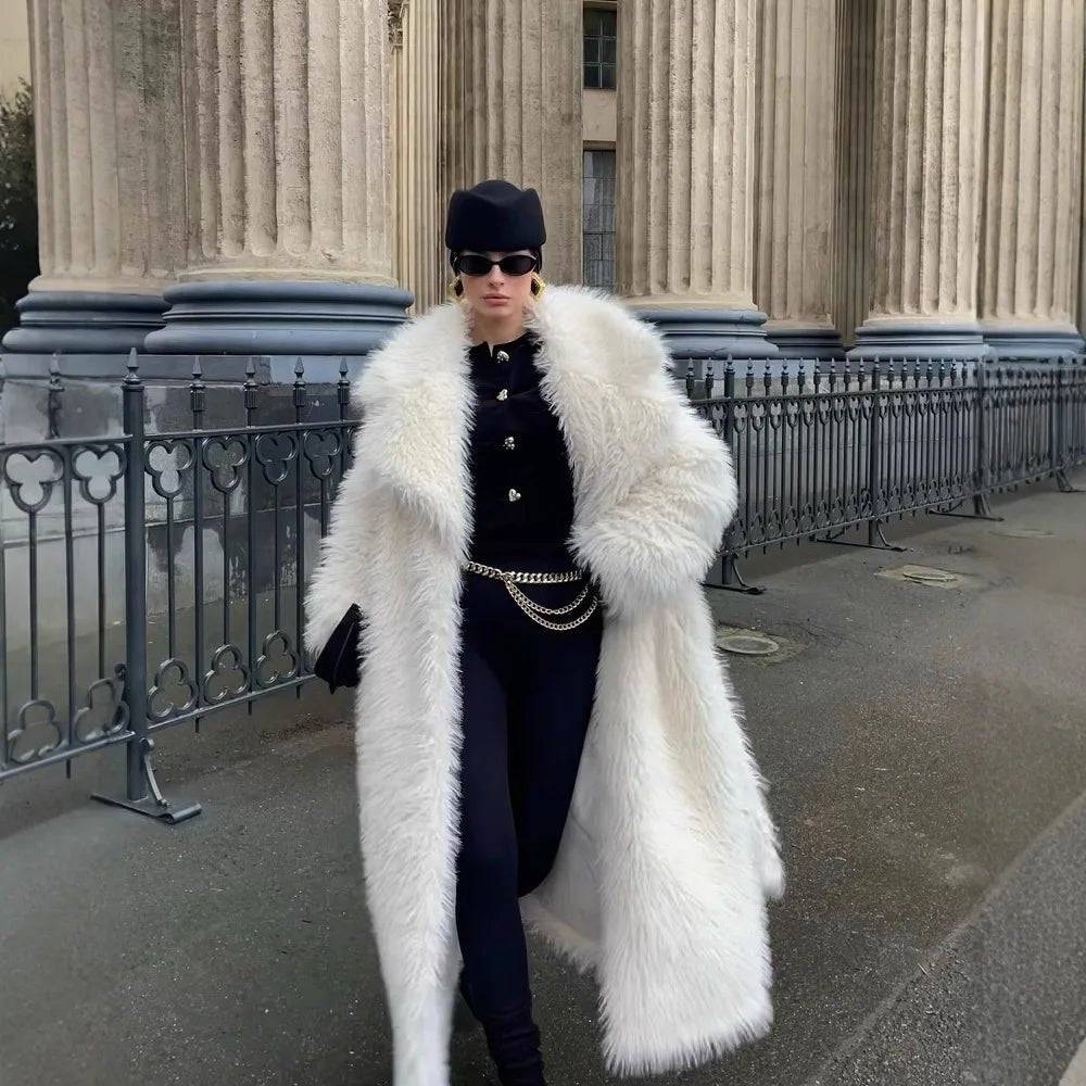 Elegant Women's Mink Fur Overcoat Solid Waist-cinching Fur Coat For Lady Luxury Long Furry - Chrissy's Eye