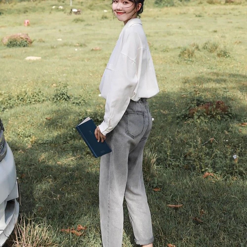 100% Cotton Oversized White Shirt Women Korean Long sleeve Basic Blouse Female Loose Casual Tops Button up Lady Tunic - Chrissy's Eye