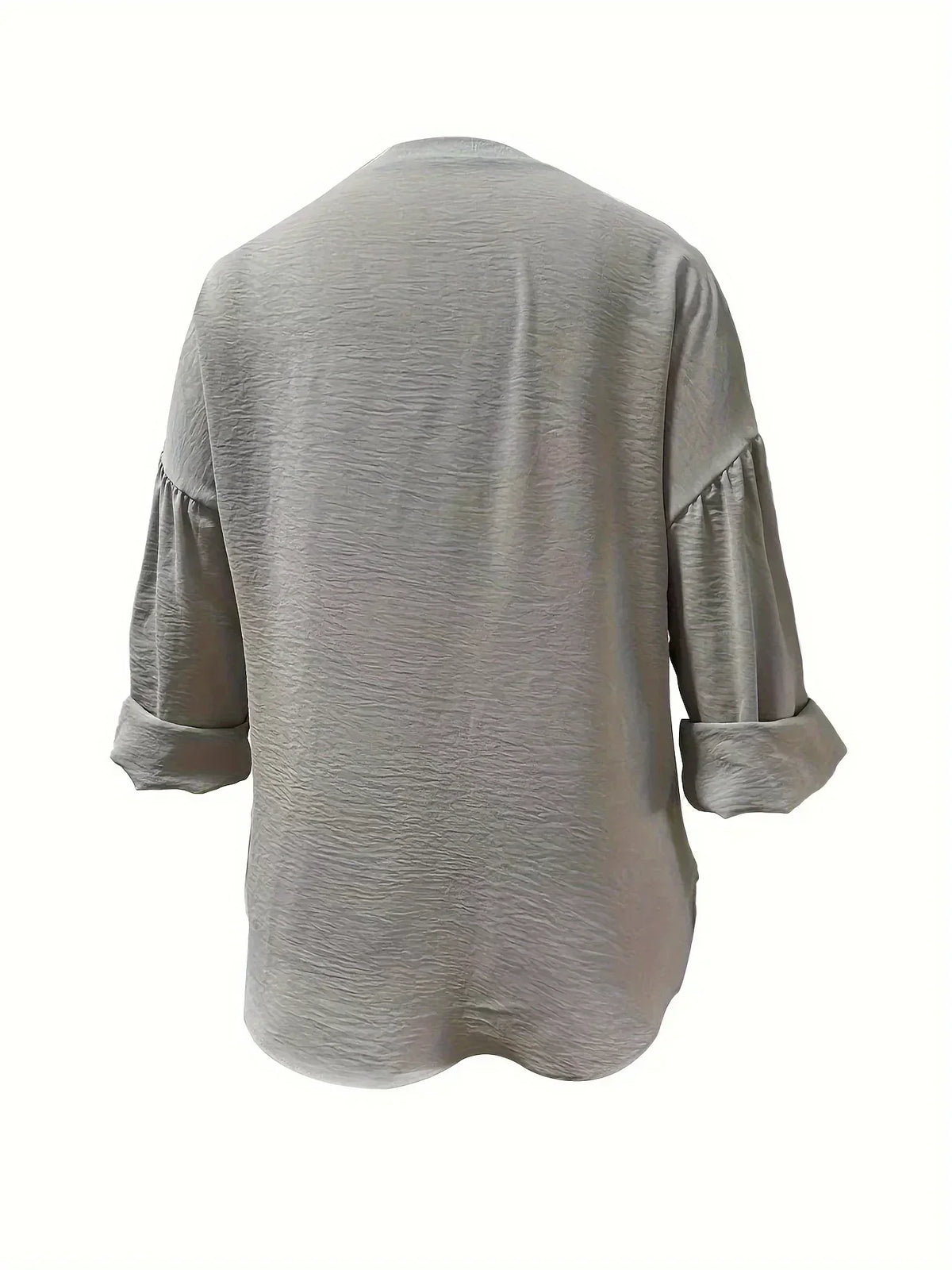 Plus Size 1XL-5XL Women's CasualLadies Fashion Solid Blouse Solid Color Loose Tops V-neck Blouse Long Sleeve Shirt - Chrissy's Eye