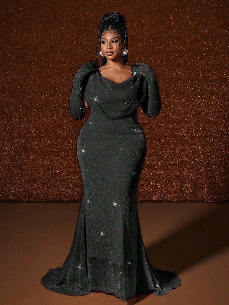 Plus Size Hat Sexy Waistband Hot Gold Fish Tail Swing Long Solid Colour Fishtail Slim Package Hip Dress Hooded - Chrissy's Eye