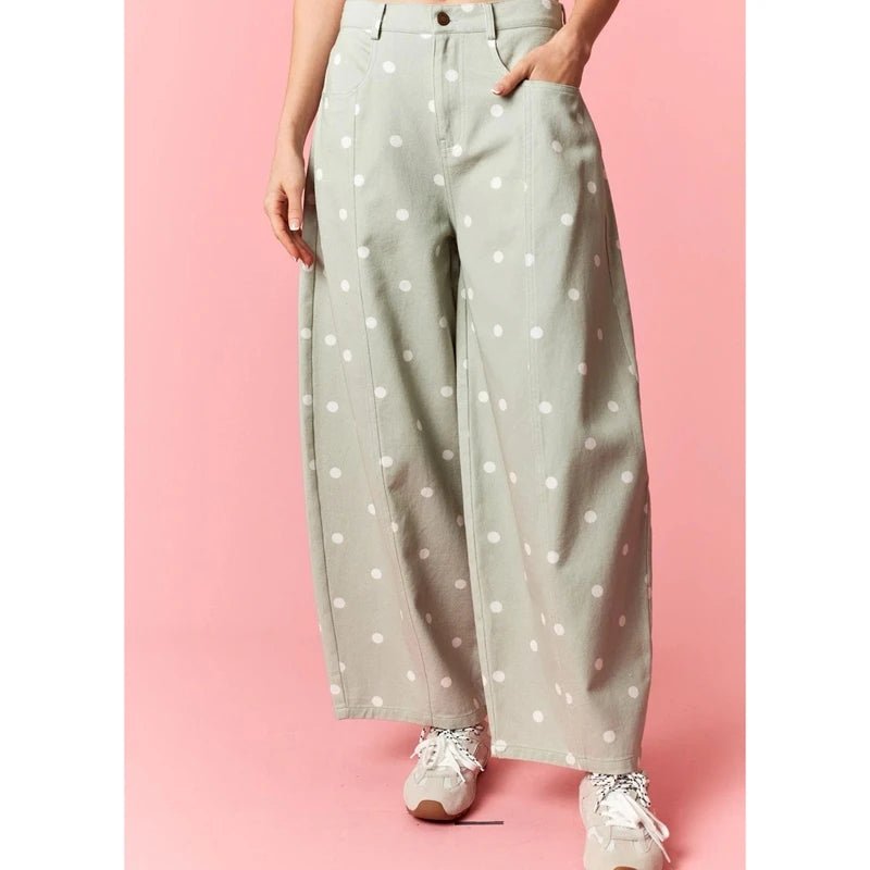 Fashion Women Barrel Jeans Dot Print Loose Denim Pants Spring Casual Baggy Trousers Fashion Wide-Leg Pants - Chrissy's Eye