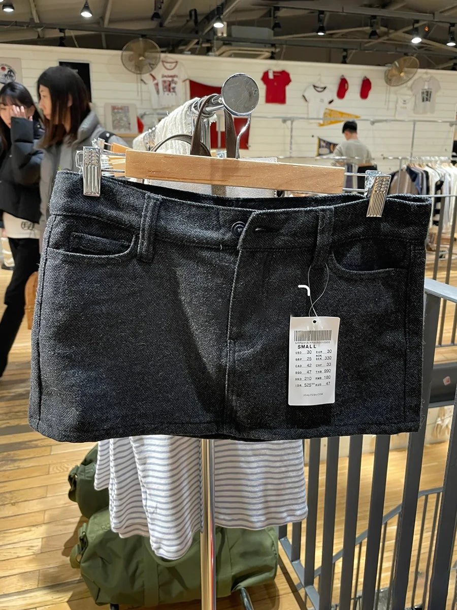 Women's Vintage Low Waist Denim Skirts Casual Chic Pockets A-line Mini Skirts - Chrissy's Eye