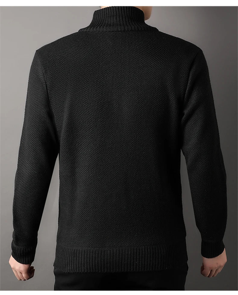Men's Stand-up Collar Knit Sweater Autumn Winter New Cardigan Tops Korean Slim Solid Color Sweatercoat Jacket - Chrissy's Eye