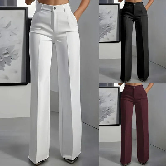 European and American cross-border 2025 new women's high-waisted, draped, straight-cut, simple suit pants for women - Chrissy's Eye
