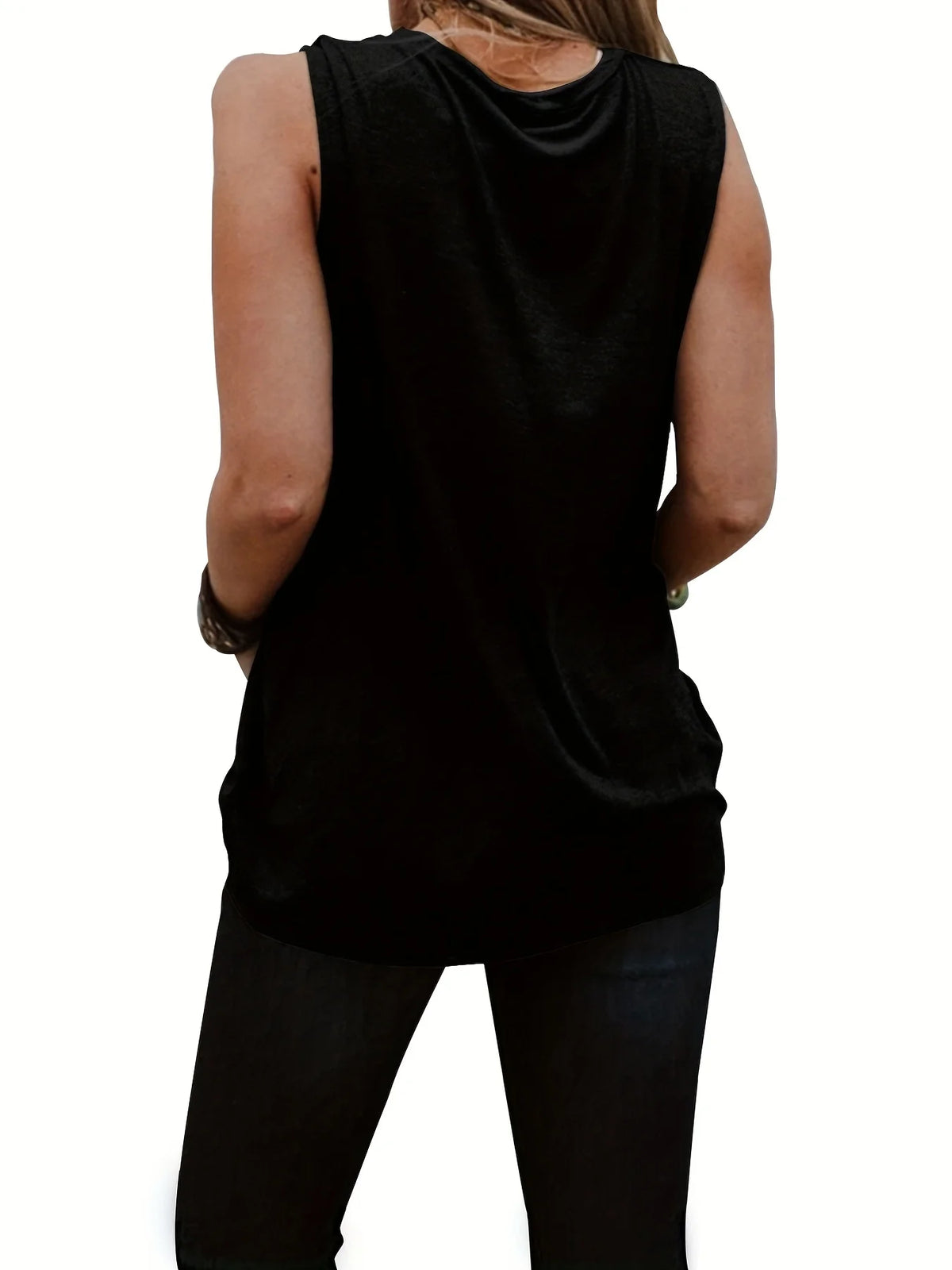 Women's casual fashion plus size summer fashion pattern printed round neck sleeveless vest - Chrissy's Eye