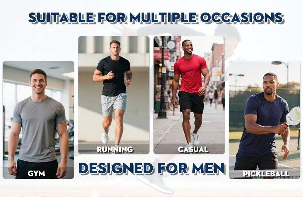 5Pcs Men's Quick Dry Basic Short Sleeve Gym Running Street Outdoor Exercise Sport Shirt Tops Lightweight - Chrissy's Eye