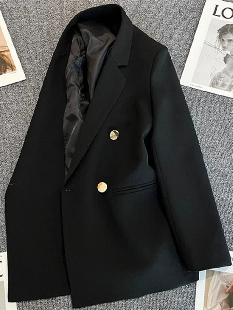 Women Suit Blazer Elegant Coat 2025 Spring Autumn Fashion Korean Blazer Luxury Double Breasted Jacket Solid Ladies Tops Clothes - Chrissy's Eye