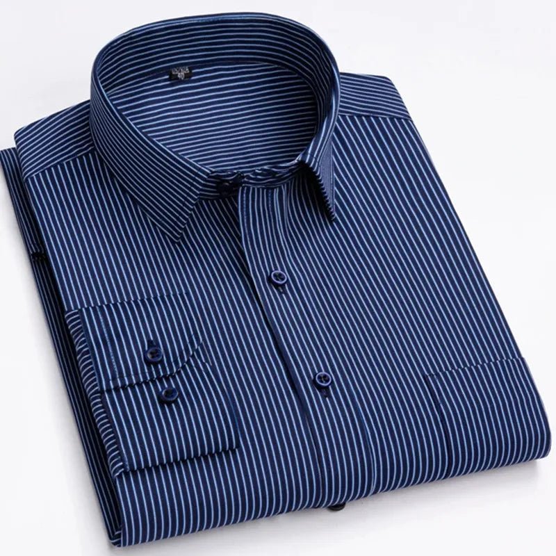 Men's Long Sleeve Shirt High-quality Fashion Casual Print Plaid Stripe Single Pocket - Chrissy's Eye