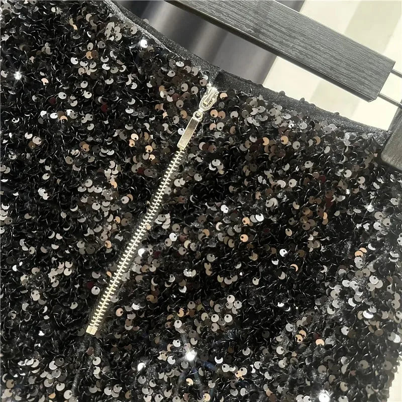 New Autumn Black Velvet Shorts Women Sequined Shiny Versatile Short Pants Clubwear Shorts Hot Pants High Street - Chrissy's Eye