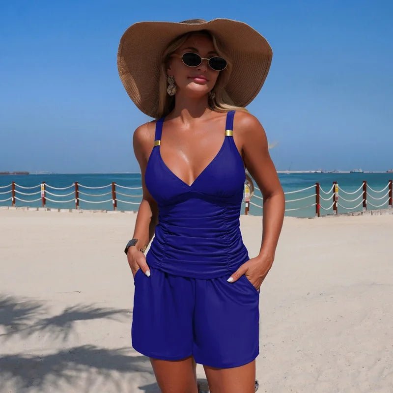 Single Piece Trendy Fashionable Windband Pocket Tankini Swimsuit Hot Spring Vacation Women's Swimsuit - Chrissy's Eye
