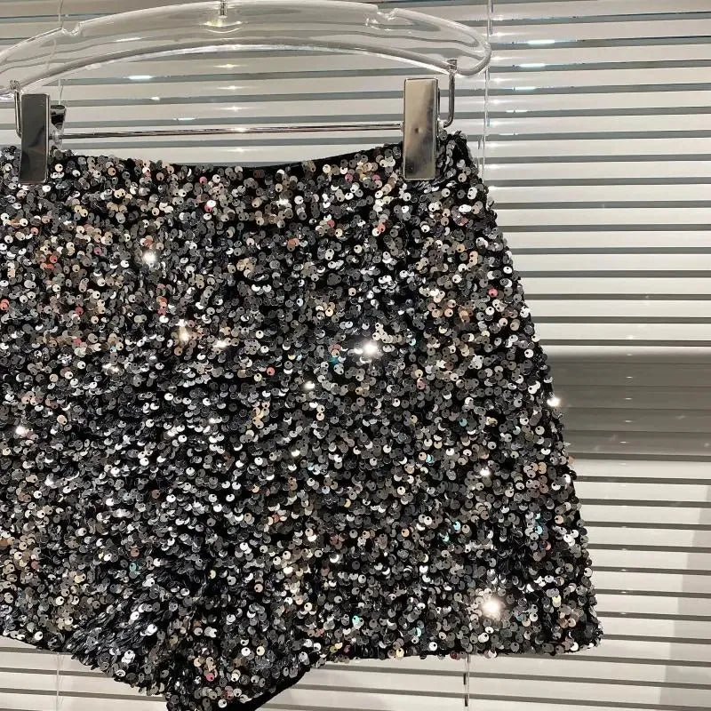 New Autumn Black Velvet Shorts Women Sequined Shiny Versatile Short Pants Clubwear Shorts Hot Pants High Street - Chrissy's Eye