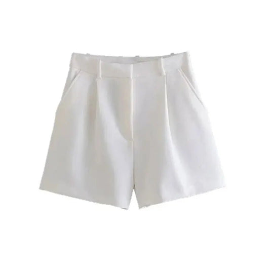 Women's Side Pockets Front Darts Bermuda Shorts Vintage High Waist Zipper Fly - Chrissy's Eye