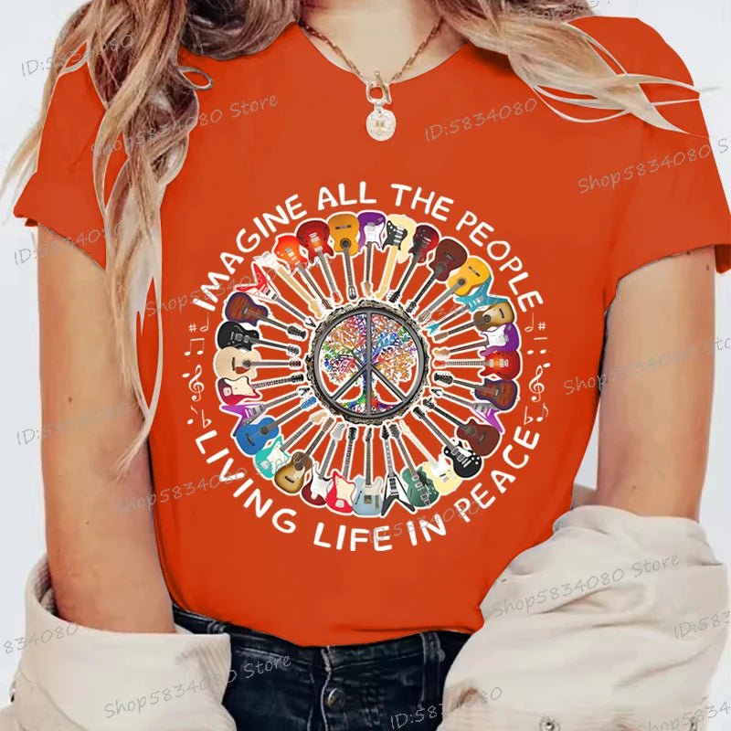Women's All The People Living Life in Peace Printed T-shirt - Chrissy's Eye