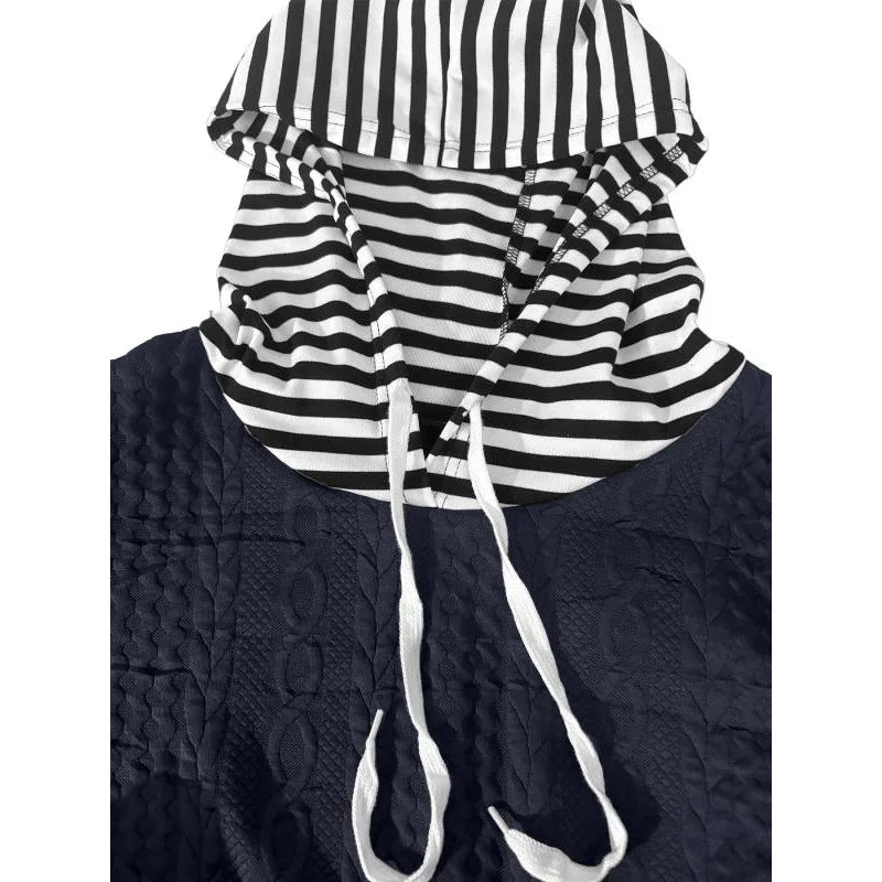 Plus Size 1XL-5XL Women's Casual Striped Long Sleeve Hoodies Pullover Top - Chrissy's Eye