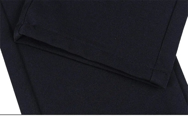 Men's Elastic Straight Pants Business Casual Long Suit Pants Male Formal Trousers Solid Colors Black BLue - Chrissy's Eye
