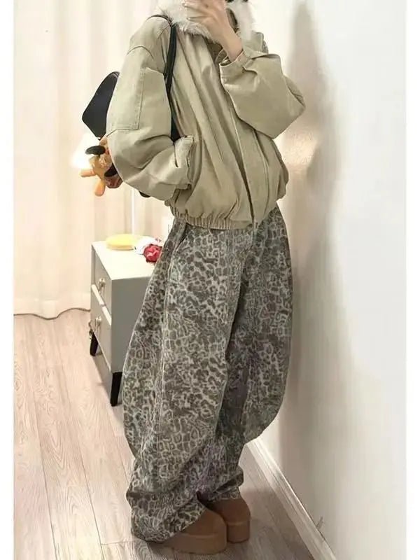 Women's High Waist, Wide Leg Jeans, Print Design, Loose Fit, Comfort Stretch - Chrissy's Eye