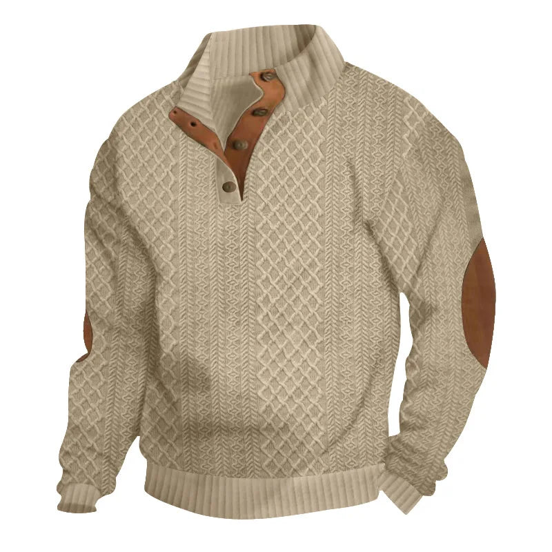 2024 cross-border hot-selling autumn and winter men's casual stand-up collar long-sleeved jacquard knitted pullover sweater - Chrissy's Eye