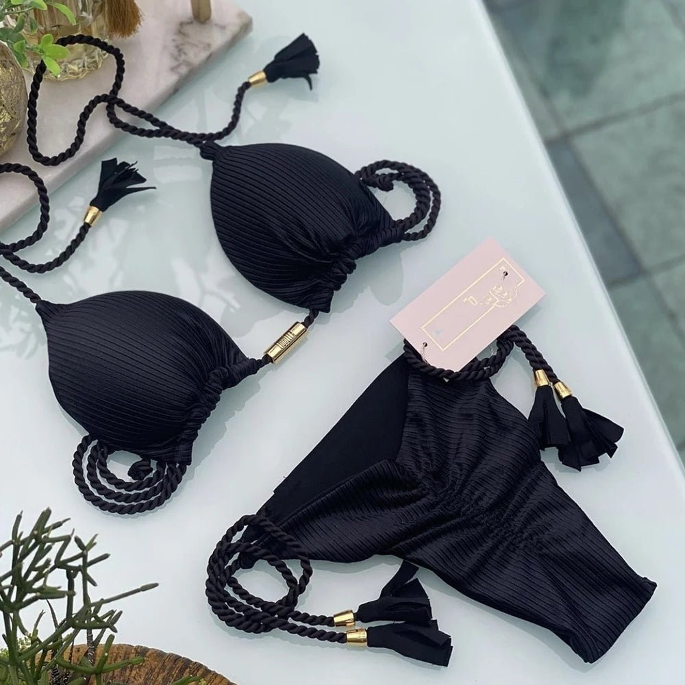 Adjustable Bandage Bikini Set 2023 Swimwear Swimsuit Woman Sexy Bathing Suits Solid Bikinis Triangle Female Summer Beachwear - Chrissy's Eye
