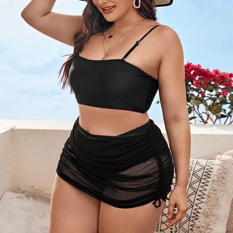 Plus Size High Waist Bikini Women's Push Up Large Size Swimsuit 2025 Summer Mujer Big Size Tummy Control Swimwear Bikini Sets - Chrissy's Eye