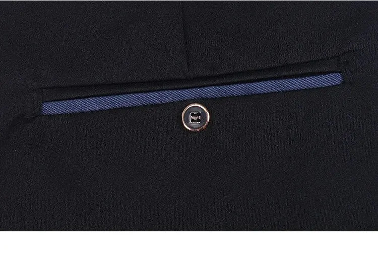 Men's Elastic Straight Pants Business Casual Long Suit Pants Male Formal Trousers Solid Colors Black BLue - Chrissy's Eye