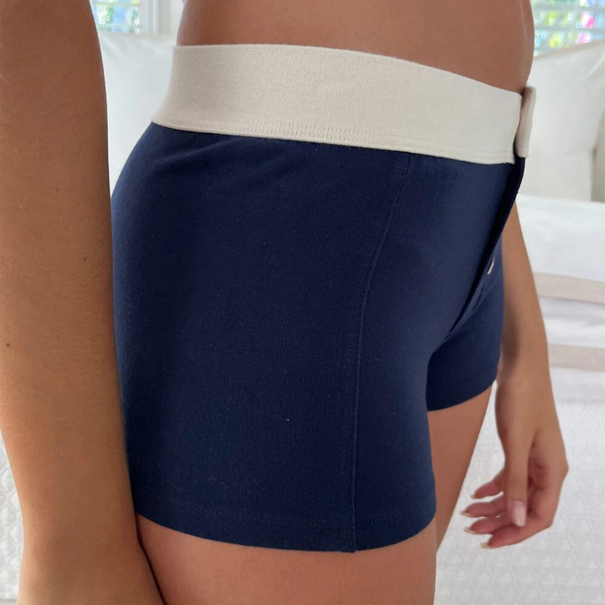Combhasaki Womens Loungewear Shorts Y2K Vintage Elastic Low Waist Button Closure Graphic Printed Aesthetic Slim Fit Bottoms - Chrissy's Eye
