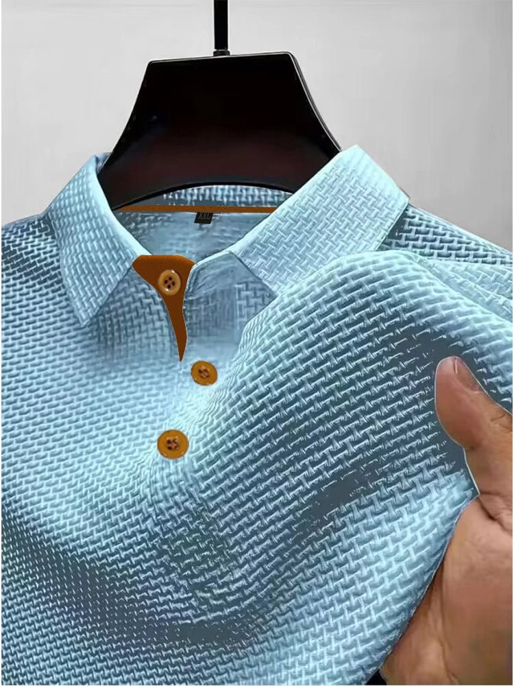 Summer ice silk lapel POLO men's short-sleeved T-shirt, men's top - Chrissy's Eye