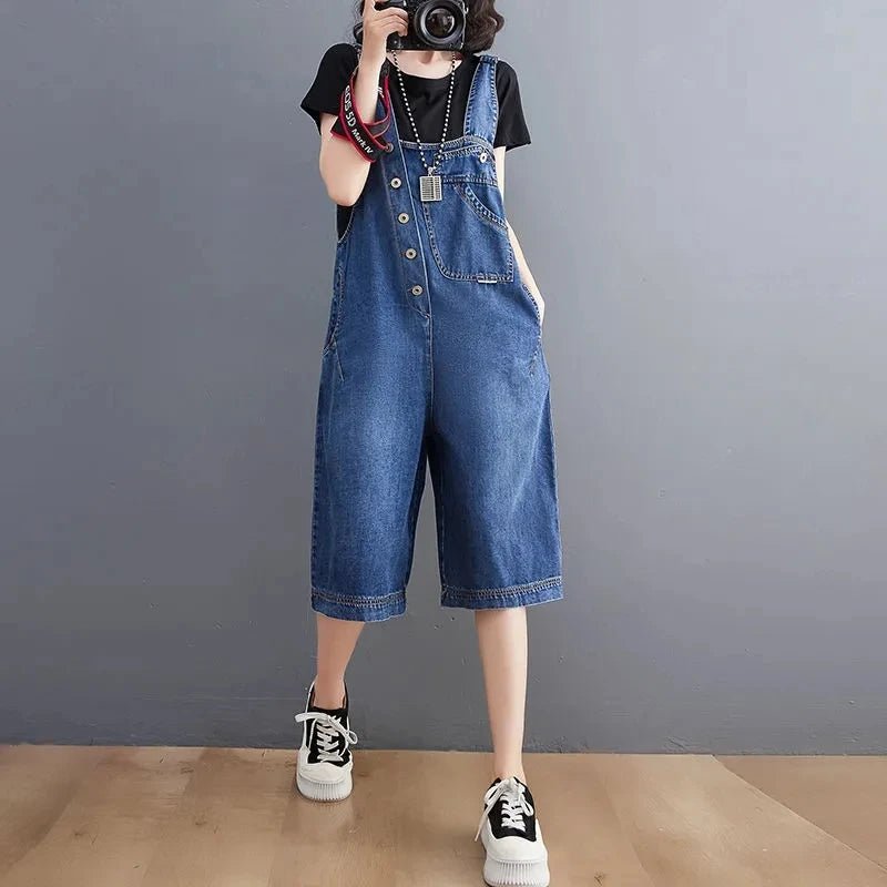 Women's Denim Pants 2025 Spring Summer Solid Color Korean Version Ladies Backstraps Pants Fashion Appear Thin Lady Trousers - Chrissy's Eye