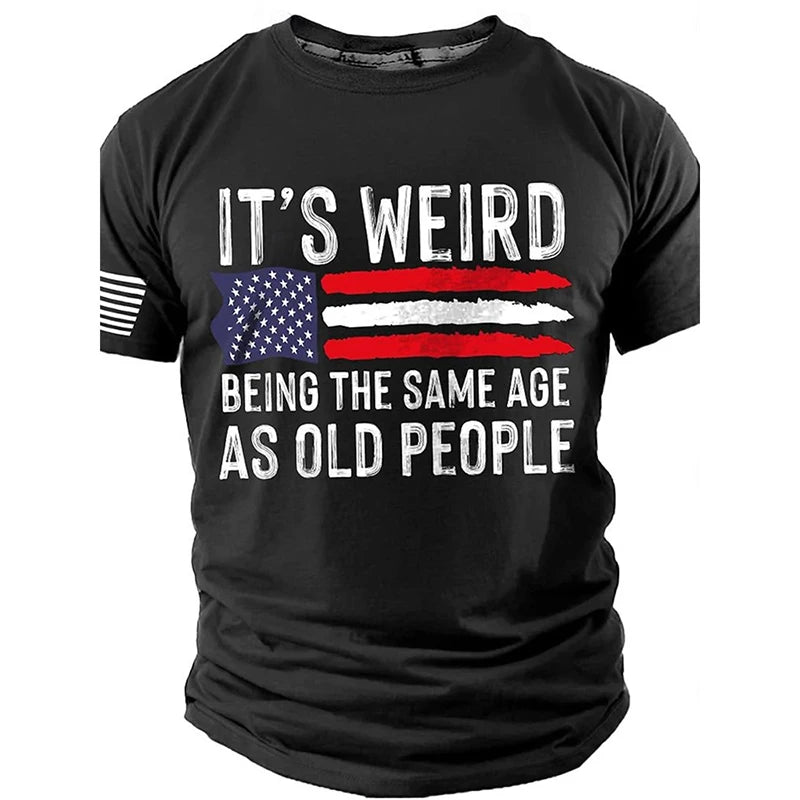 Men's Retro Flag Printed T-shirt 3D Skull Round Neck Short Sleeve Casual Breathable - Chrissy's Eye
