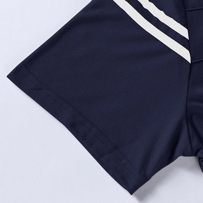 2025 New Men's Casual Fashion Solid Color Short Sleeved Polo Shirt Stand Up Collar Versatile Comfortable Top - Chrissy's Eye