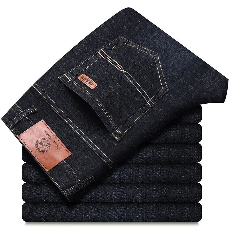 Men's classic high-end fashion versatile jeans, soft and slightly elastic black business denim pants, stylish upper body - Chrissy's Eye