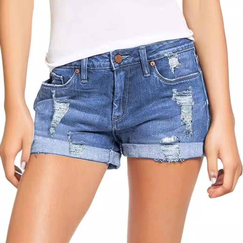 Summer Students Denim Shorts Women 2026 Female Harajuku Cotton HOLE Jeans Ladies Elastic Pockets Harem Trousers Short Pants - Chrissy's Eye