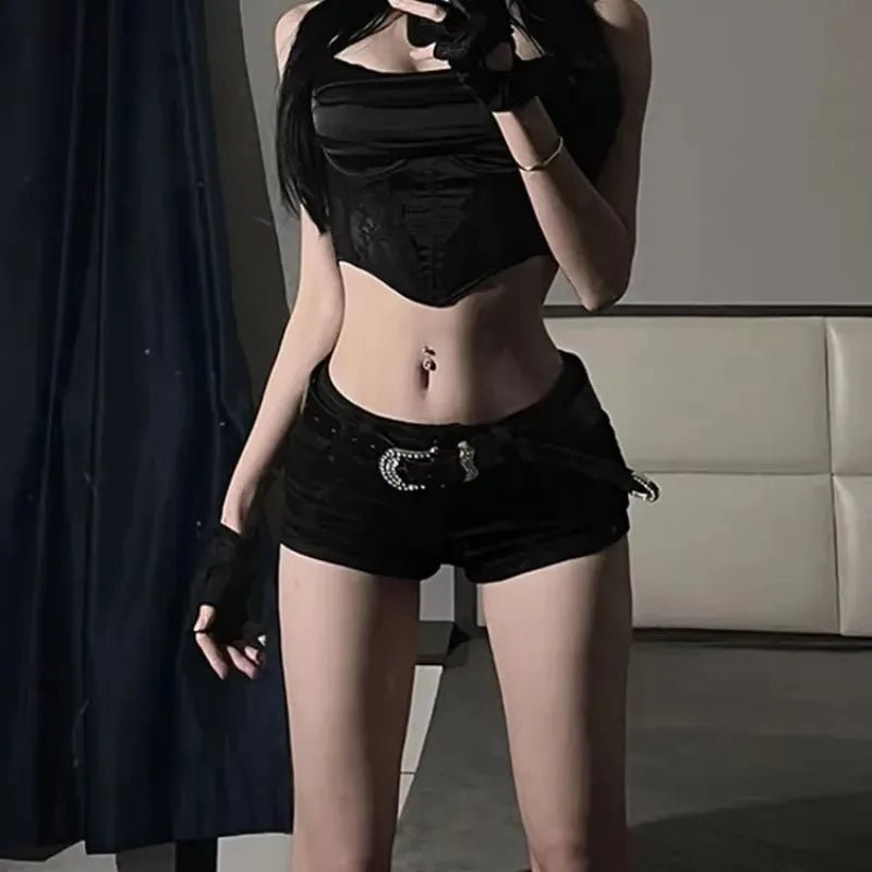 Women's Denim Mini Shorts New European Style Trendy Trousers Popular Button Sheath Night Club - Chrissy's Eye