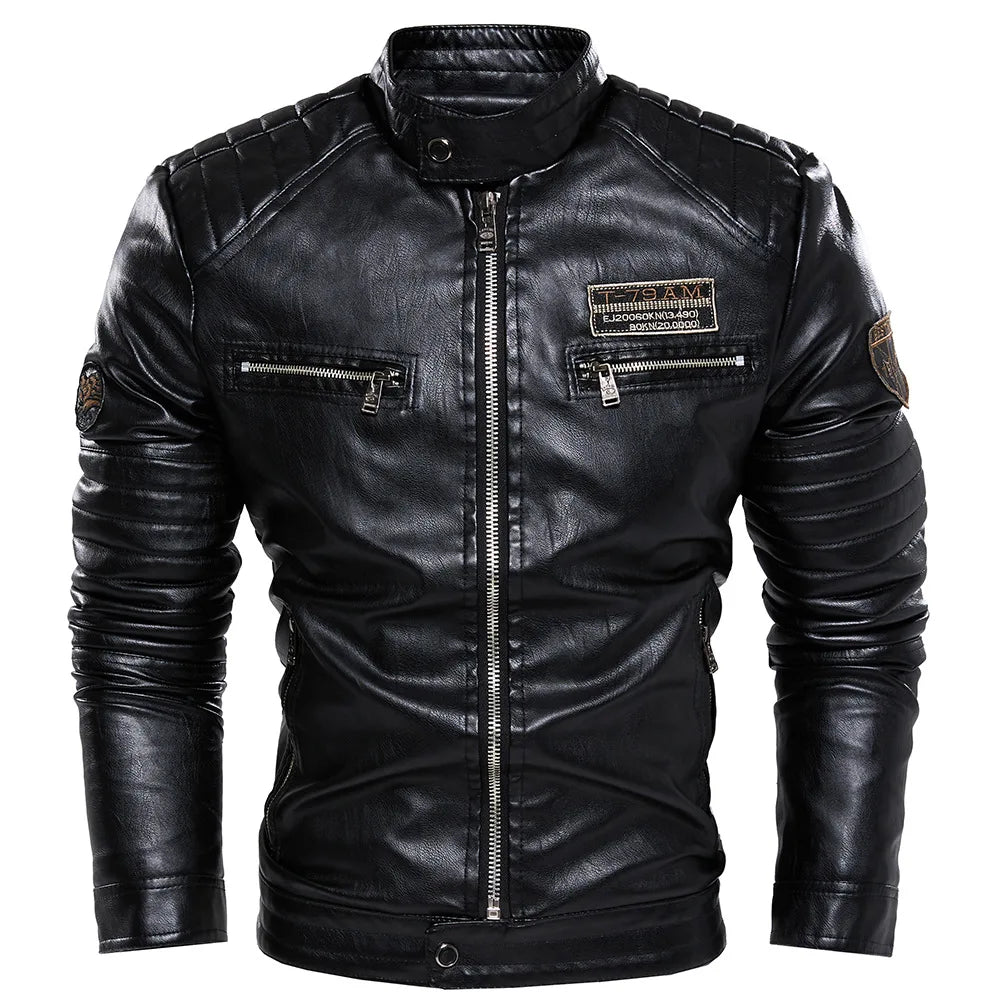 Men's Slim-Fit Faux-Leather Zip-Up Jacket - Chrissy's Eye