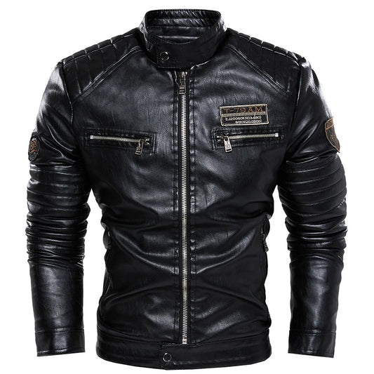 Men's Slim-Fit Faux-Leather Zip-Up Jacket - Chrissy's Eye