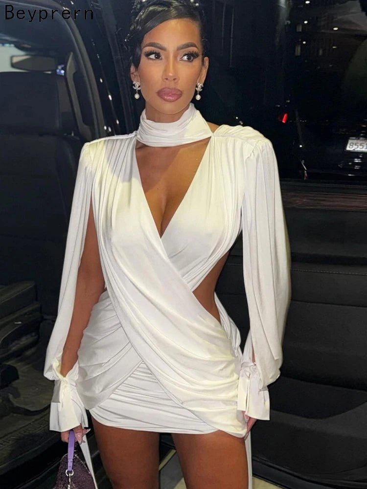 Women's Elegant Choker Neck Cut-Out Party Dress - Chrissy's Eye
