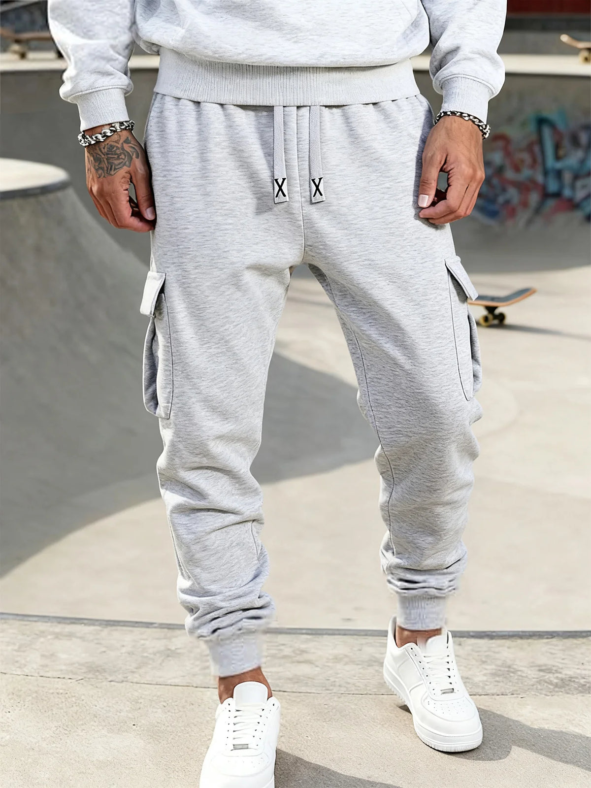 Mens Casual Pants Spring Autumn Sweatpants Drawstring Solid Color Workout Long Pants Fashion Gym Trousers with Pockets - Chrissy's Eye