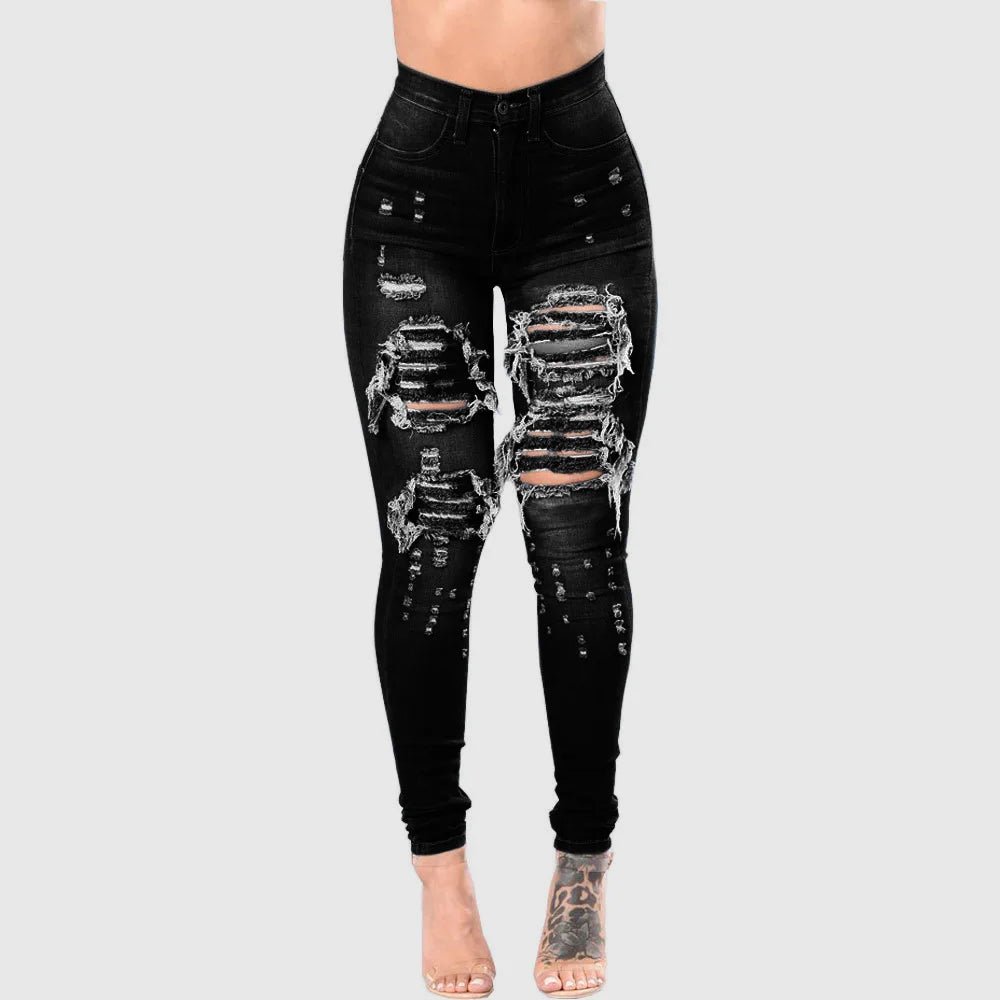 HOLE Denim Women's High Waist Ripped Jeans Skinny-Jeans - Chrissy's Eye