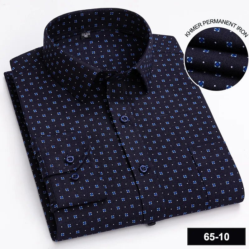 Men's Long Sleeve Shirt High-quality Fashion Casual Print Plaid Stripe Single Pocket - Chrissy's Eye