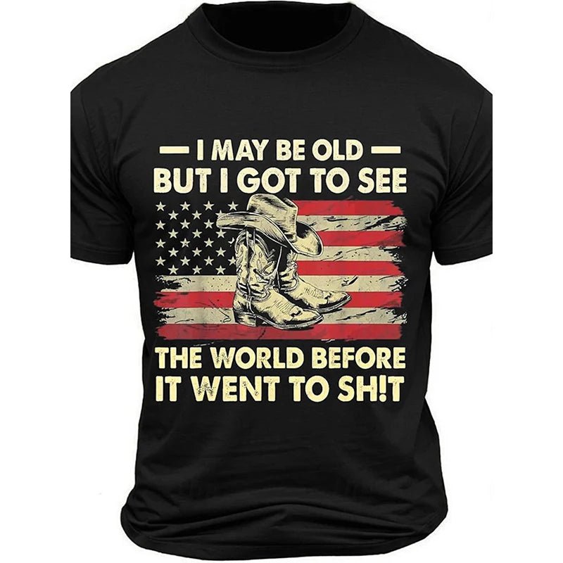 Men's Retro Flag Printed T-shirt 3D Skull Round Neck Short Sleeve Casual Breathable - Chrissy's Eye